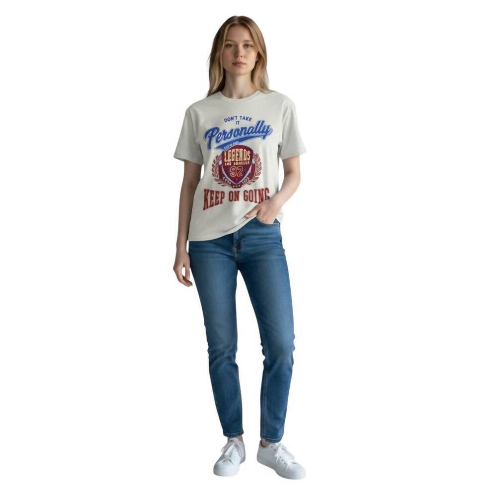 NEW AMBAR don't take it personally printed short sleeve tshirt in gray